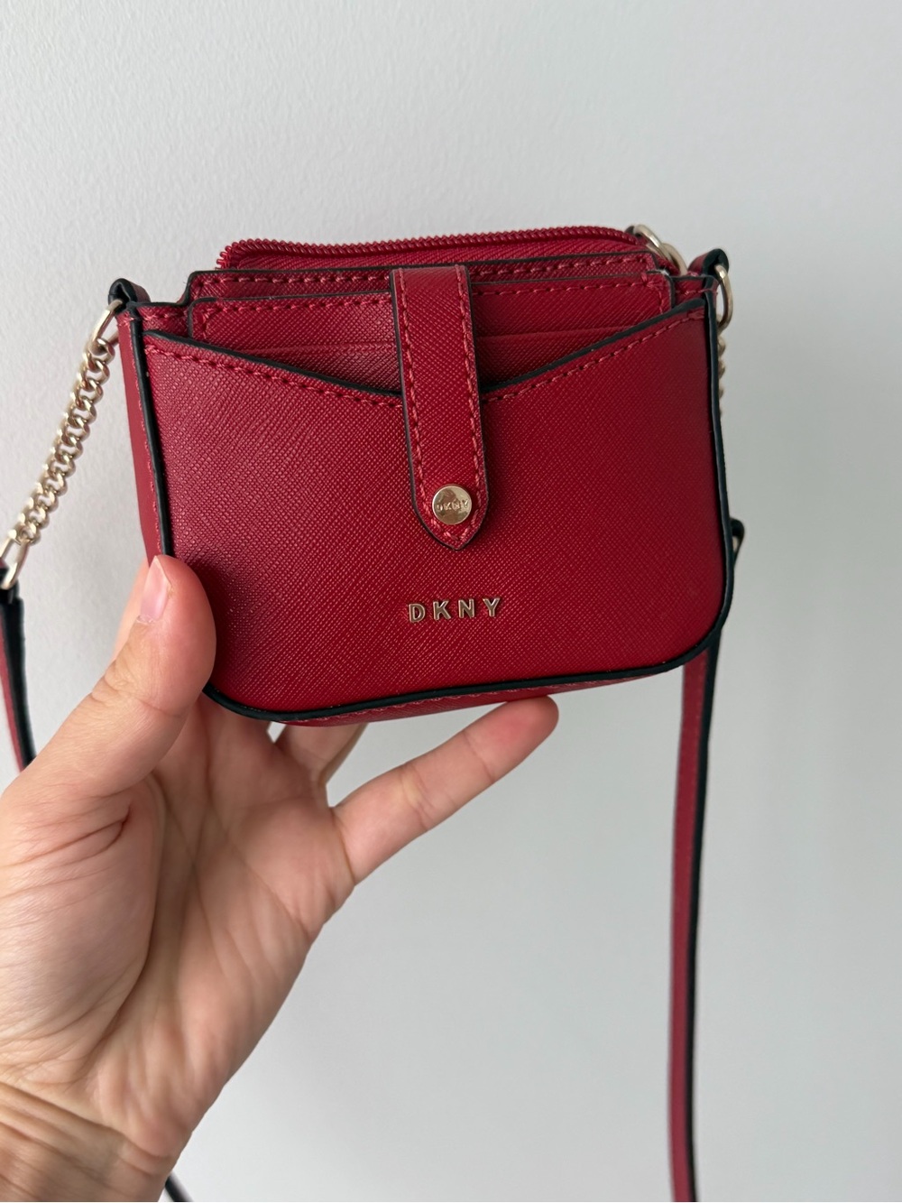 DKNY Red Crossbody Card Case Wallet
